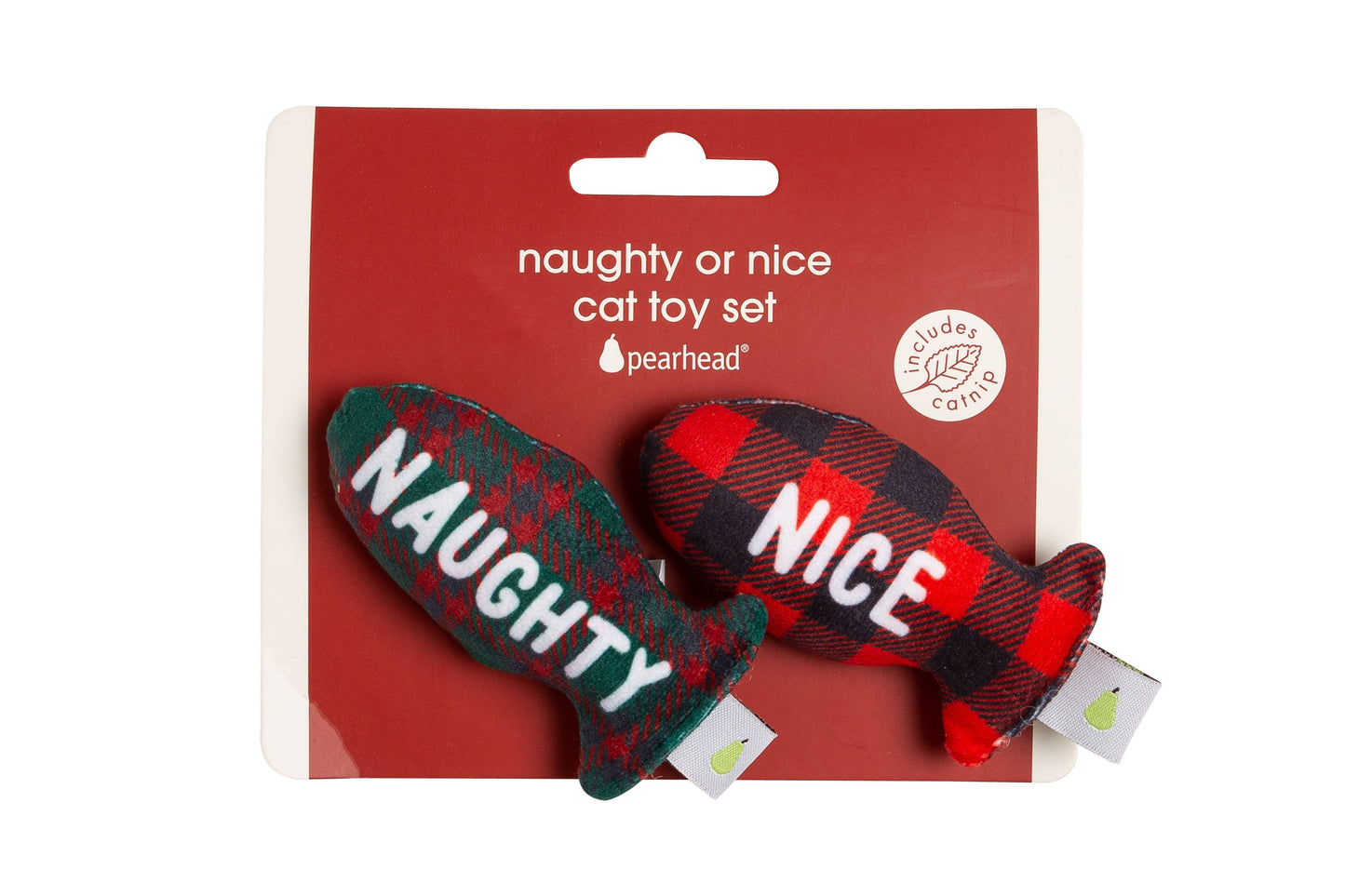 Pearhead - Christmas Naughty & Nice Cat Toys, Set of 2, Holiday Gift