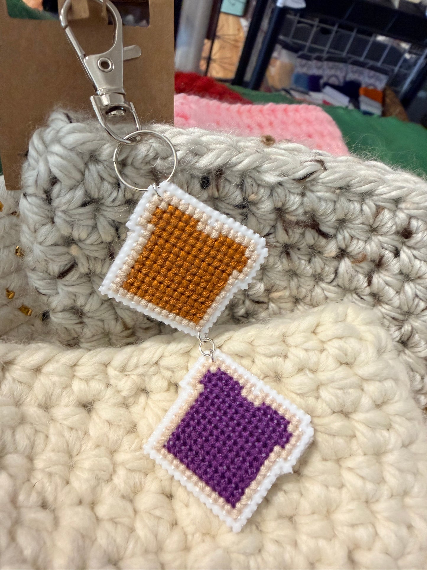 cross stitch keychain