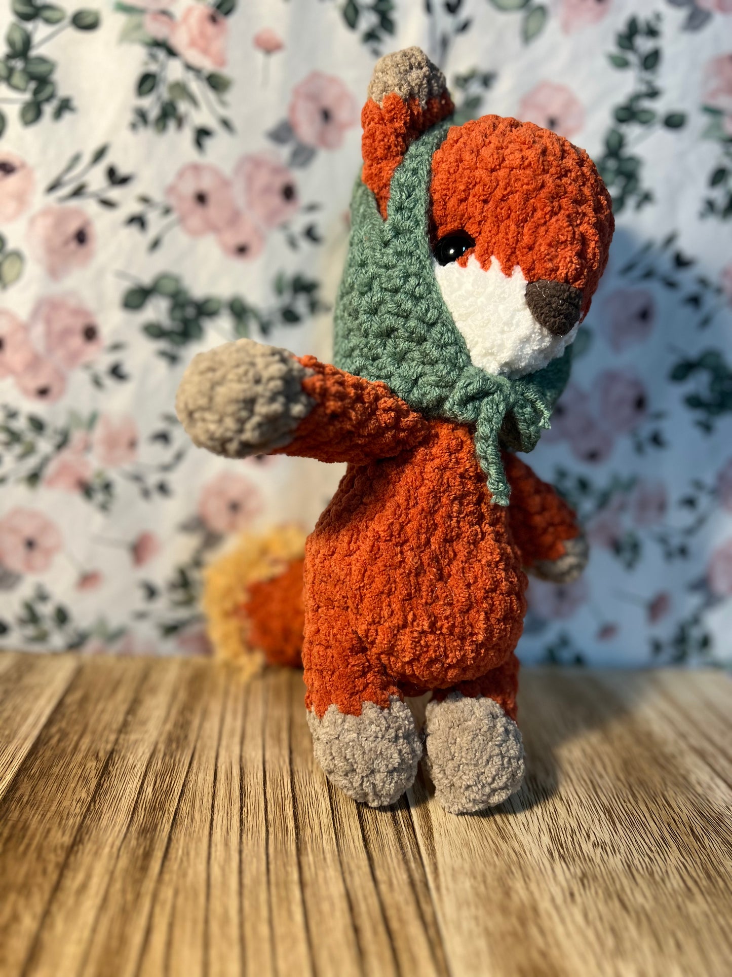Crochet fox in a bonnet