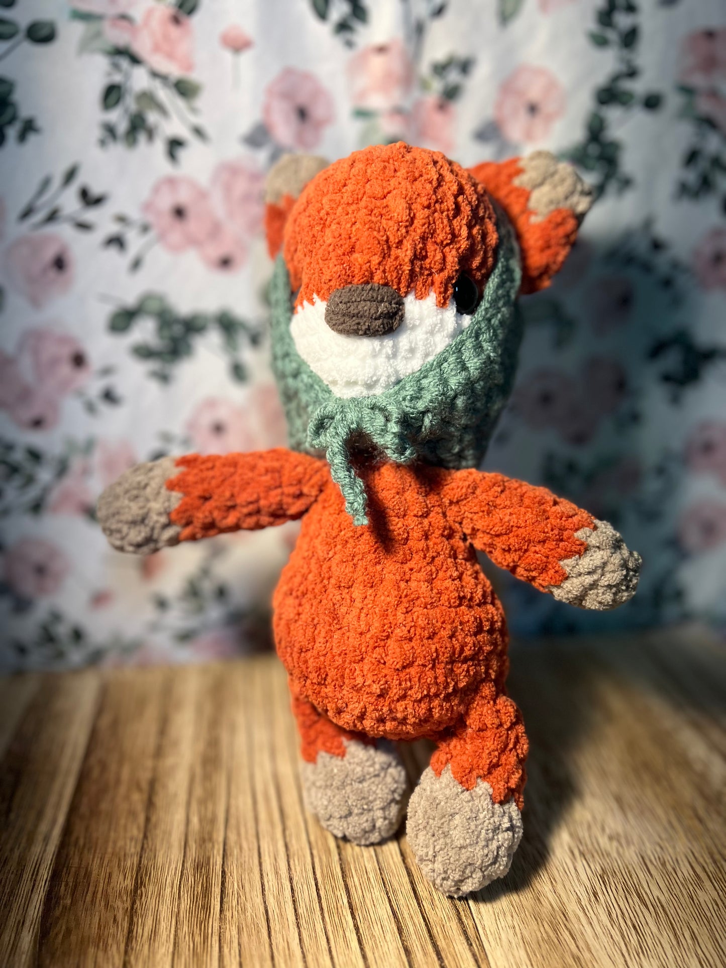Crochet fox in a bonnet