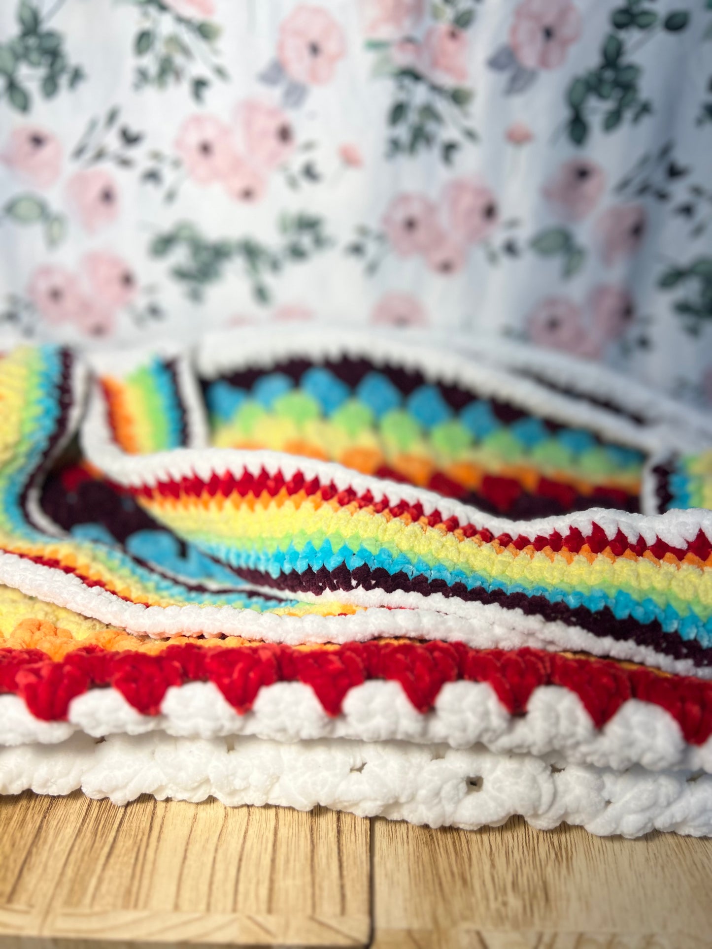 Crochet rainbow tote bag