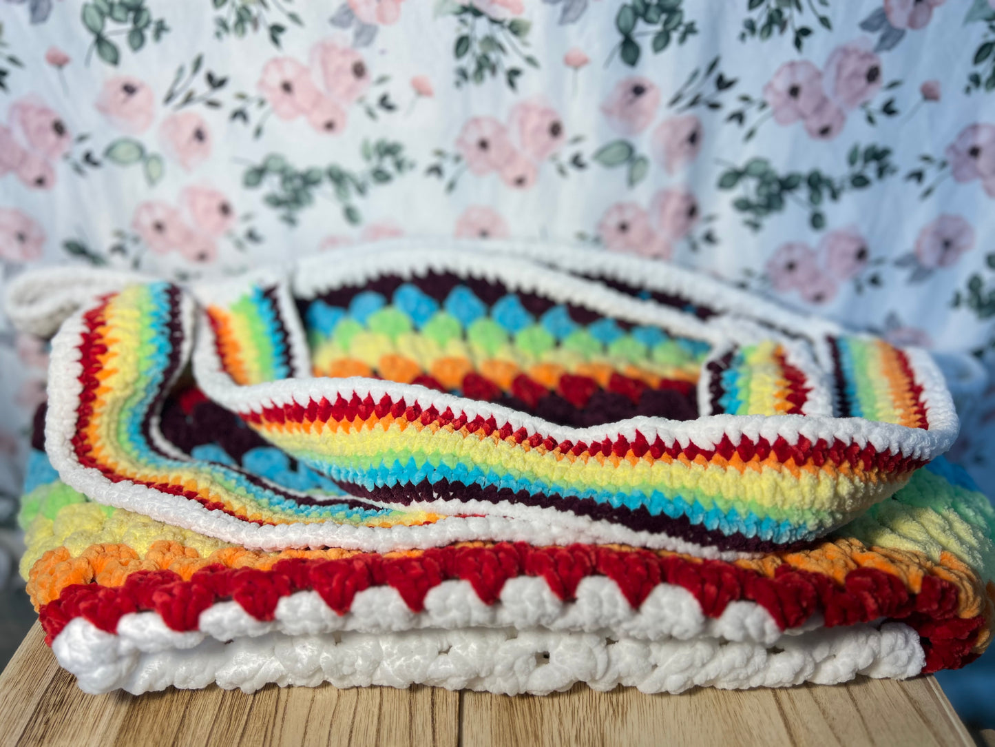 Crochet rainbow tote bag
