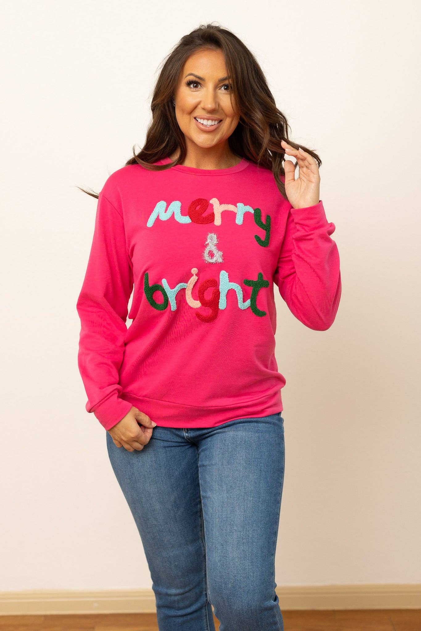 GRACE+EMMA by Southern Grace - Merry & Bright Hot Pink Sweater