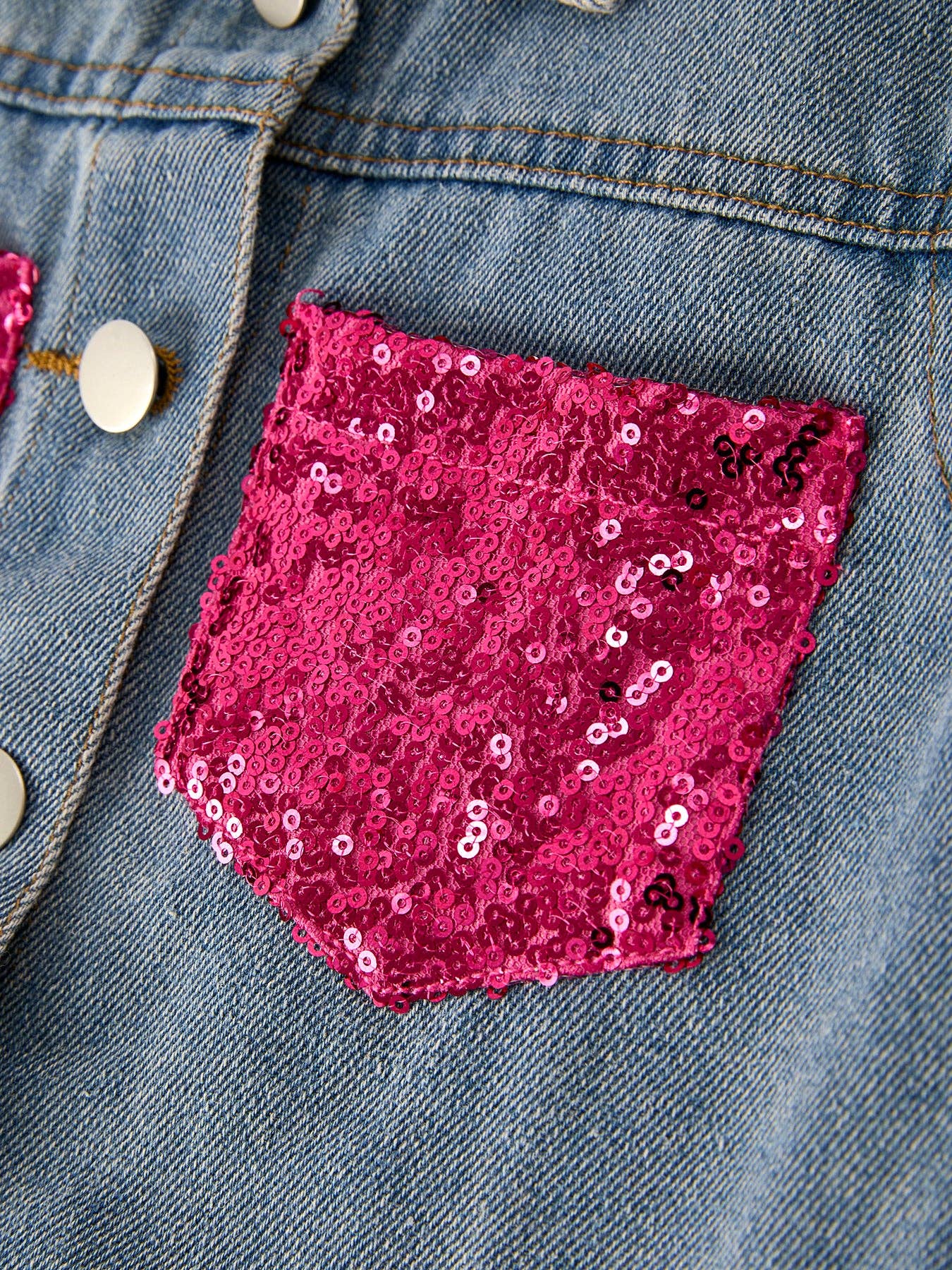Rylee Faith Designs - Girls Autumn Denim Sequined Jacket Top
