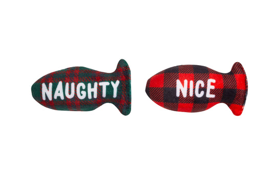 Pearhead - Christmas Naughty & Nice Cat Toys, Set of 2, Holiday Gift