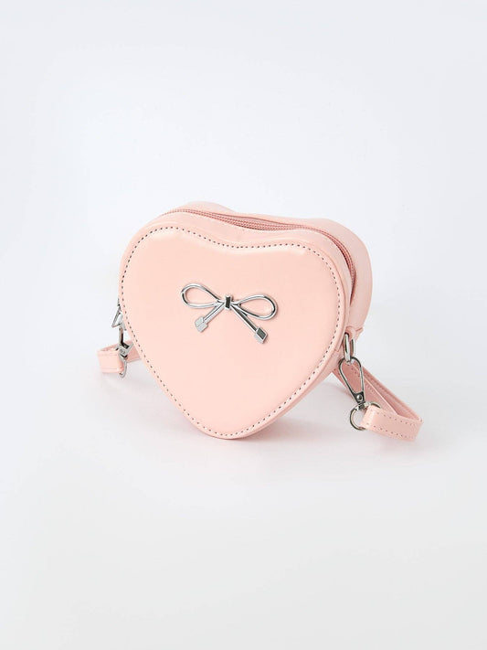 Rylee Faith Designs - Christmas and Valentine's Sweet Heart-Shaped Crossbody Girls Bag with Bow