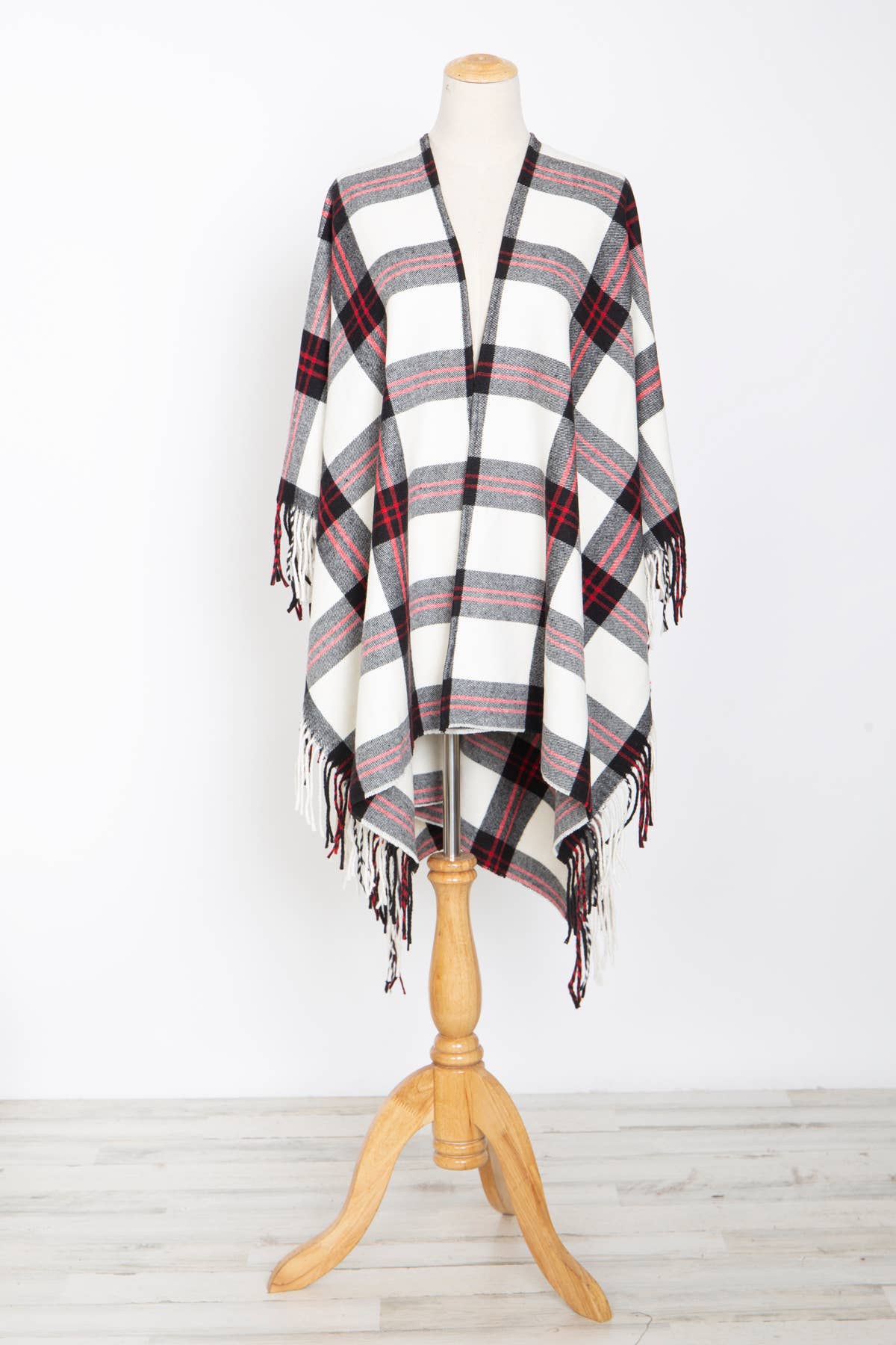 Mini Momo - Mommy and Me Matching Cape Ruana Open Poncho - Plaid