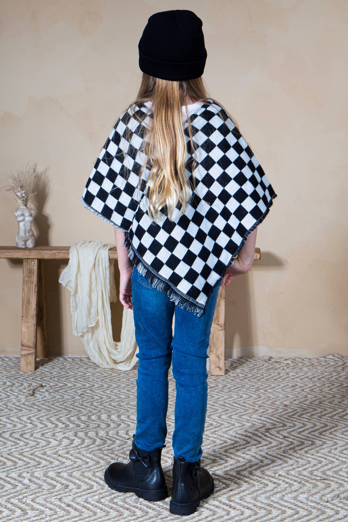 Mini Momo - Mommy and Me Matching Cape Blanket Poncho - Checkered