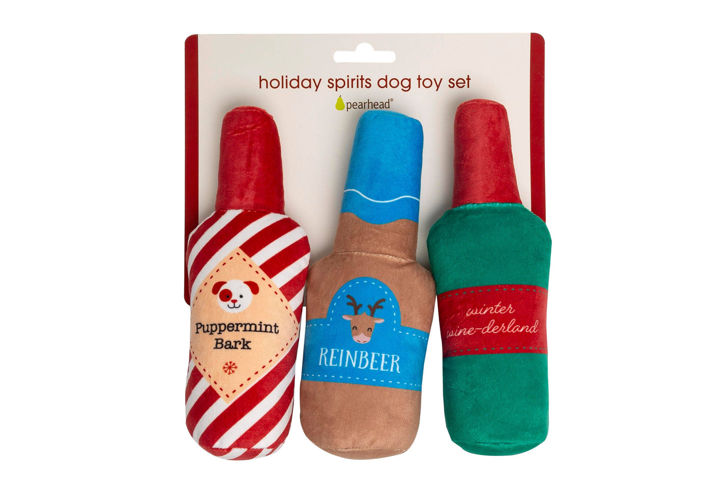 Pearhead - Holiday Spirits Christmas Dog Toys, Set of 3
