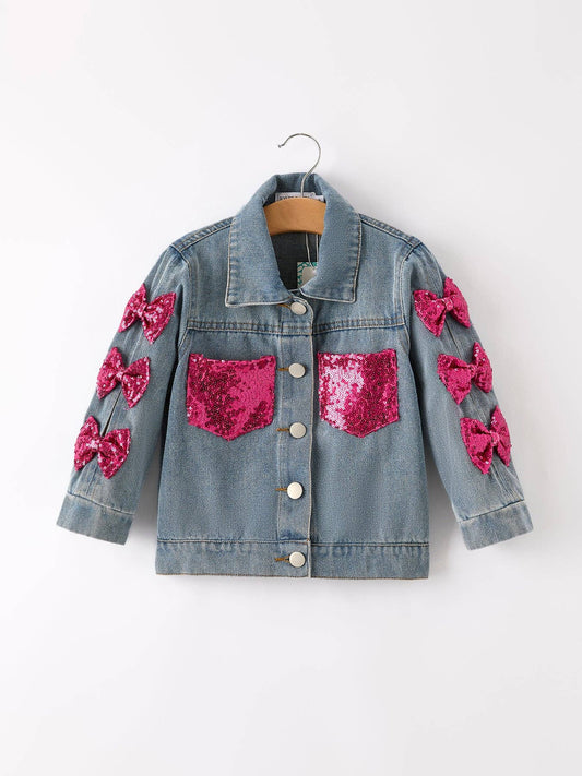 Rylee Faith Designs - Girls Autumn Denim Sequined Jacket Top