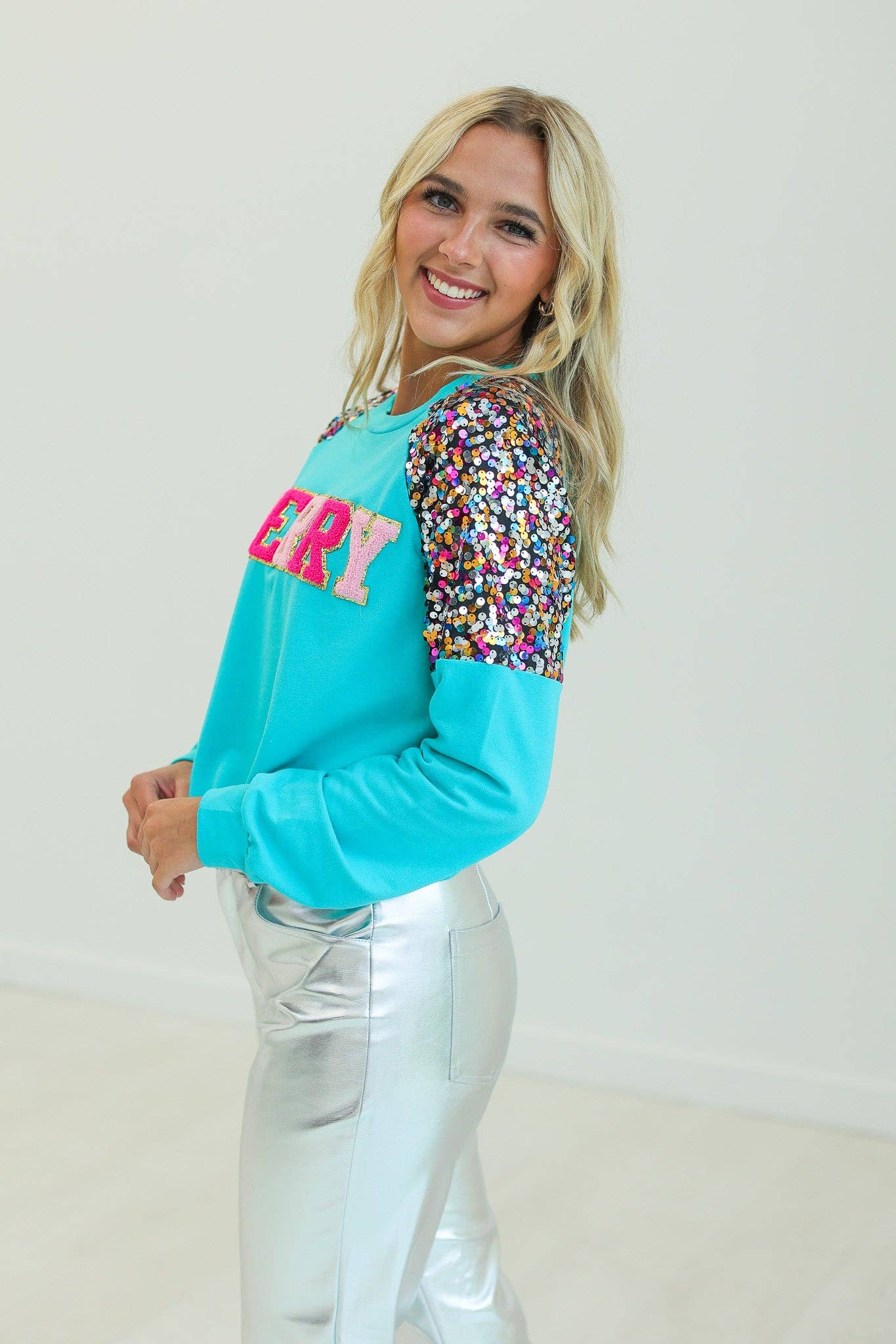 GRACE+EMMA by Southern Grace - MERRY Turquoise Sweatshirt