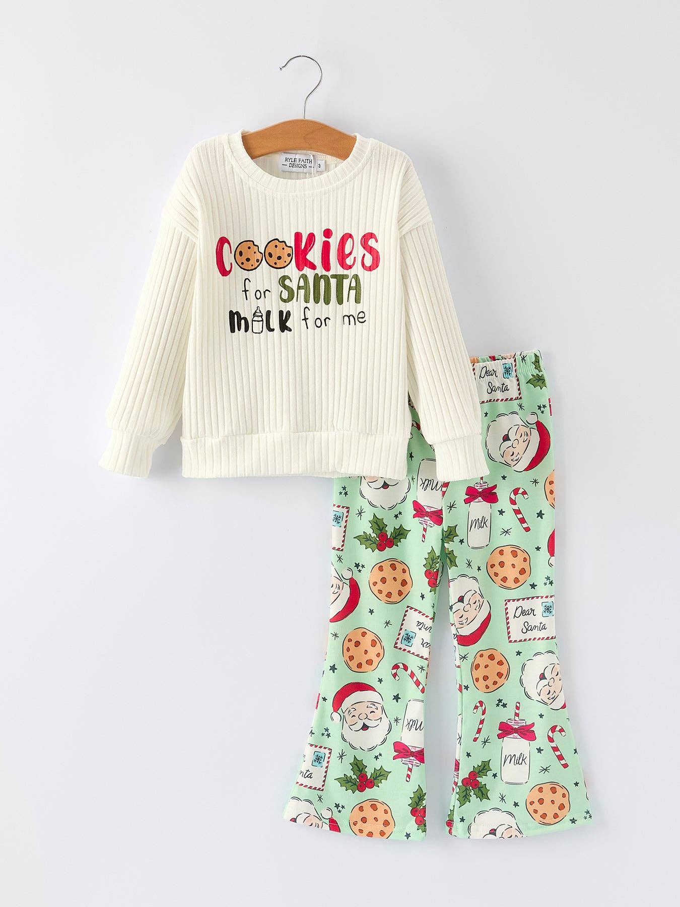 Rylee Faith Designs - Christmas "Cookies for SANTA, Milk for Me" Girls Outfit