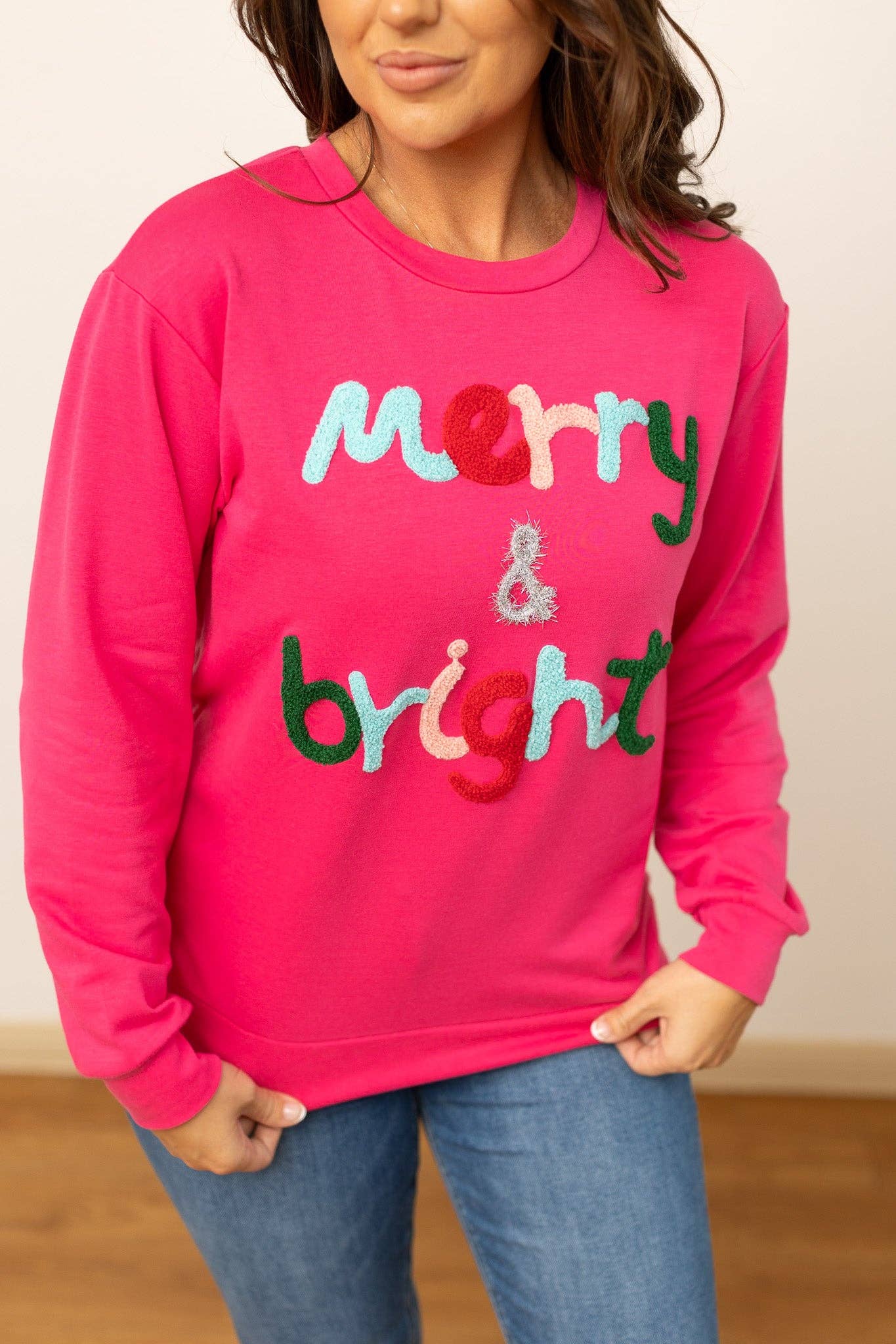 GRACE+EMMA by Southern Grace - Merry & Bright Hot Pink Sweater