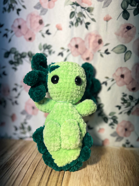 Small crochet green axolotl