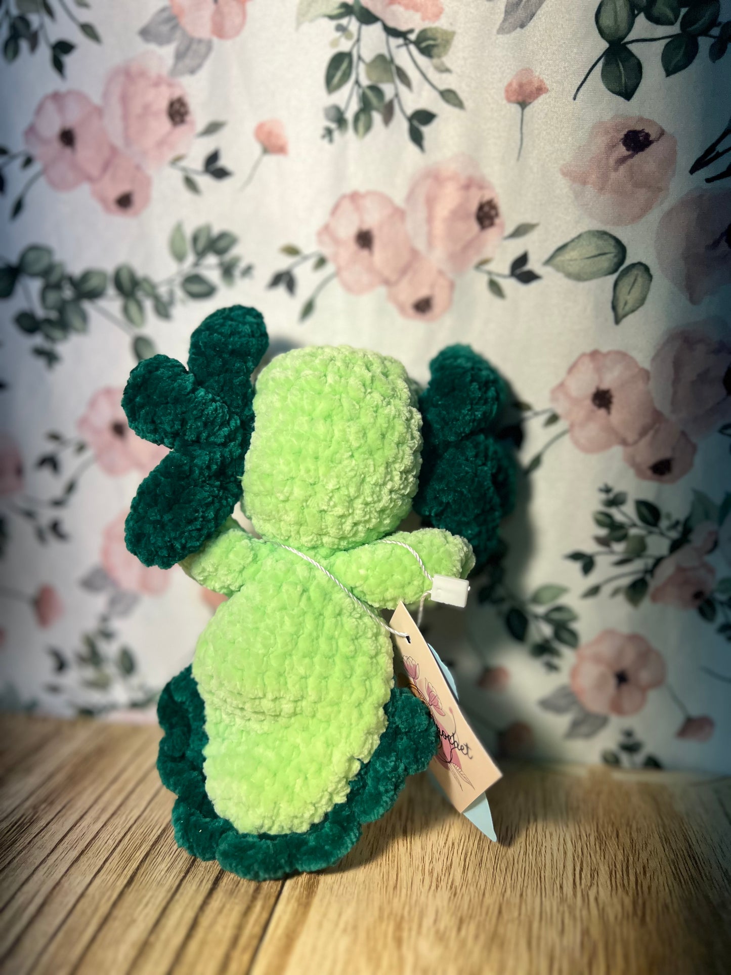 Small crochet green axolotl