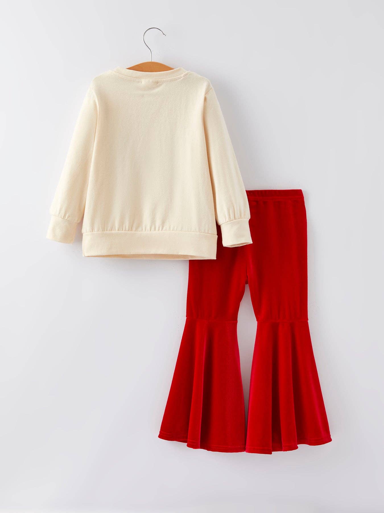 Rylee Faith Designs - Christmas Letter Applique Top + Flared Pants Outfit Set