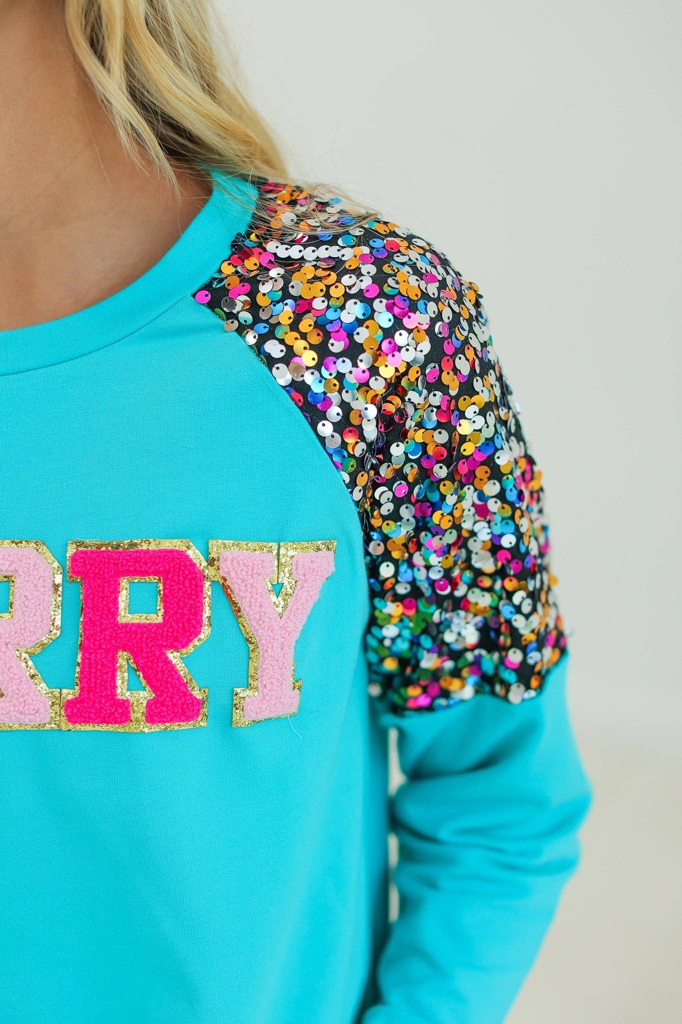 GRACE+EMMA by Southern Grace - MERRY Turquoise Sweatshirt
