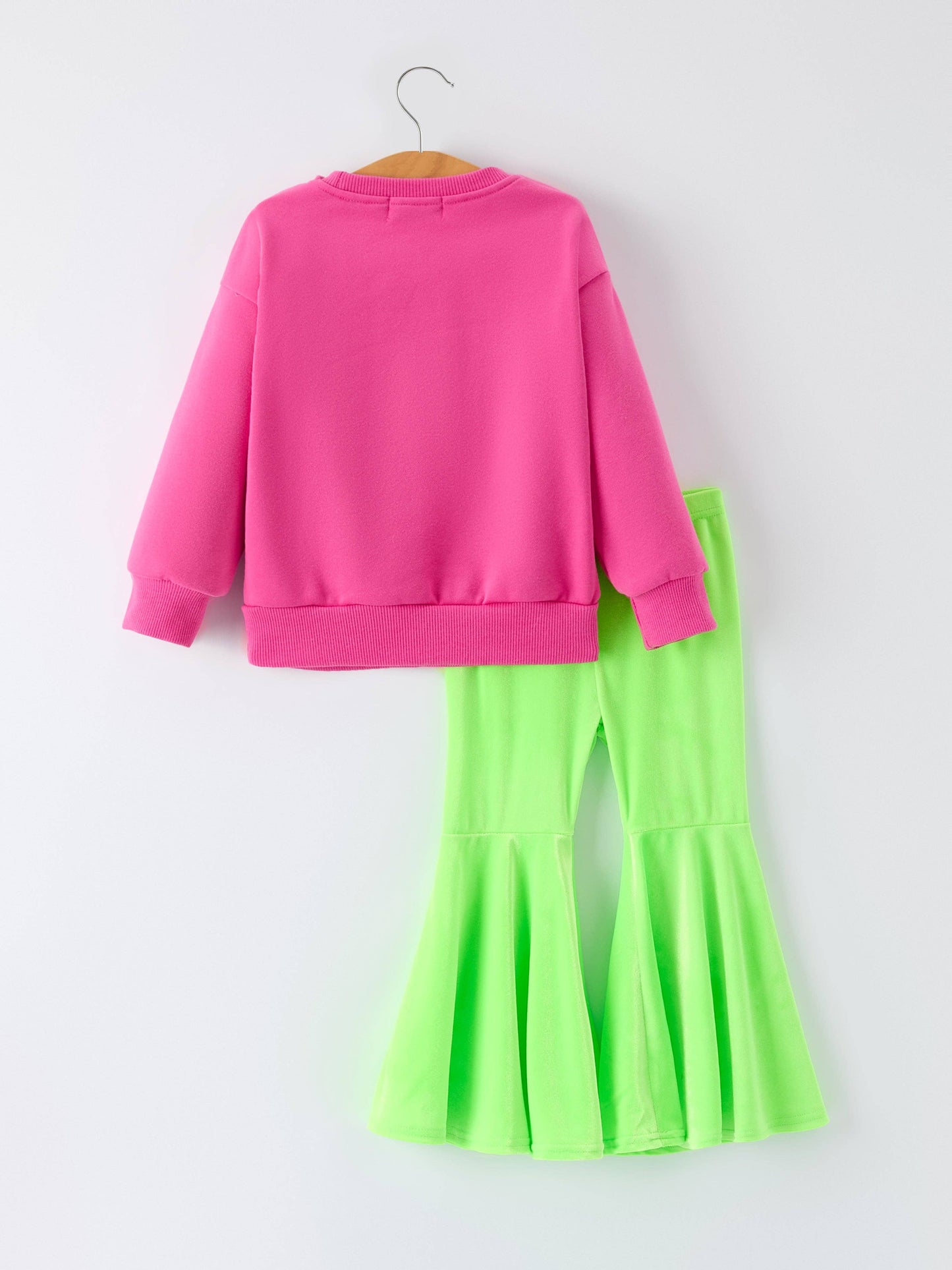 Rylee Faith Designs - Christmas Party Outfit for Girls – Pink Letter Long Sleeve Top with Pants