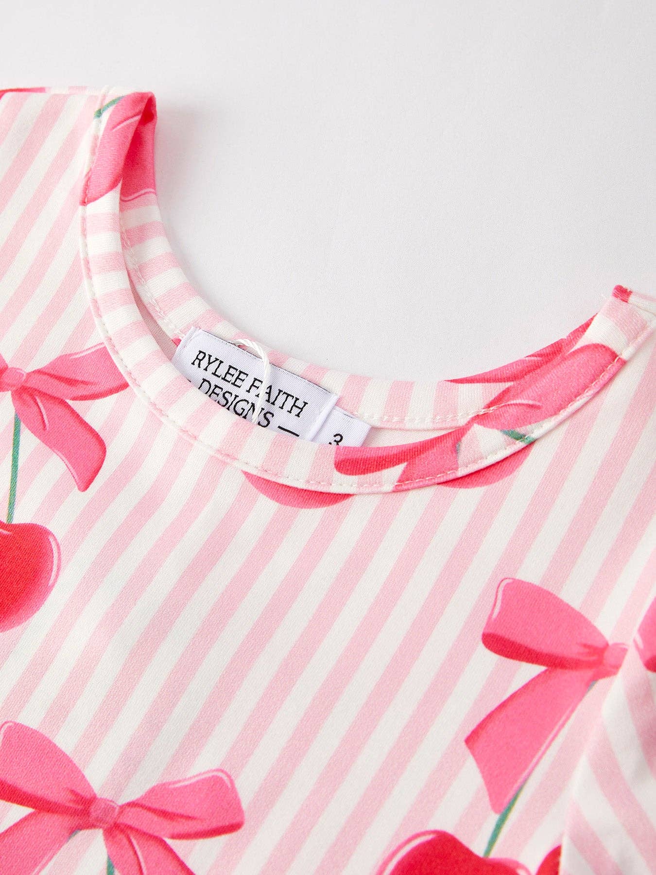 Rylee Faith Designs - Summer Cherry Stripe Girls' Dress
