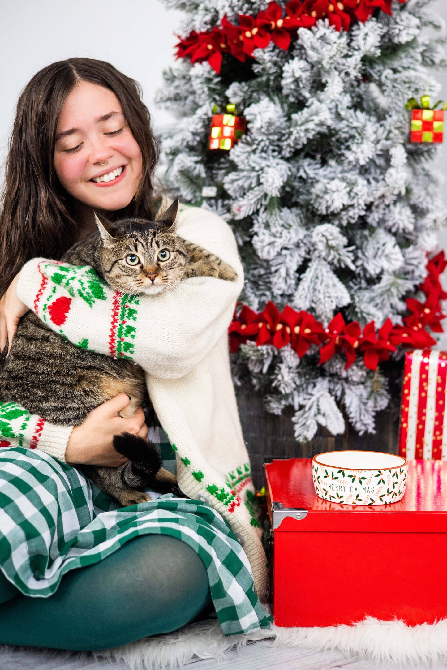 Pearhead - Merry Catmas, Cat Holiday And Christmas Feeding Bowl
