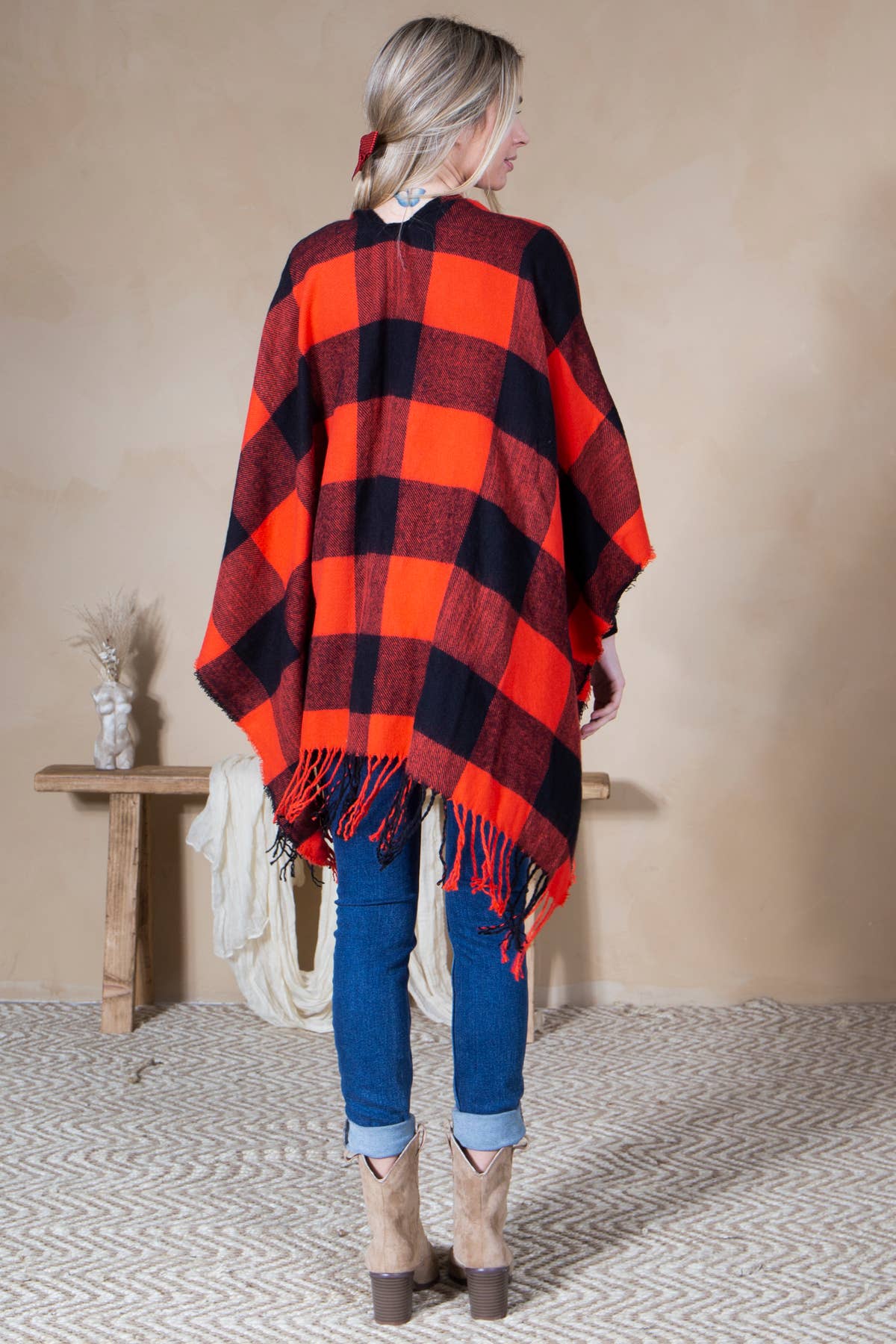 Mini Momo - Mommy and Me Matching Cape Ruana Open Poncho - Buffalo