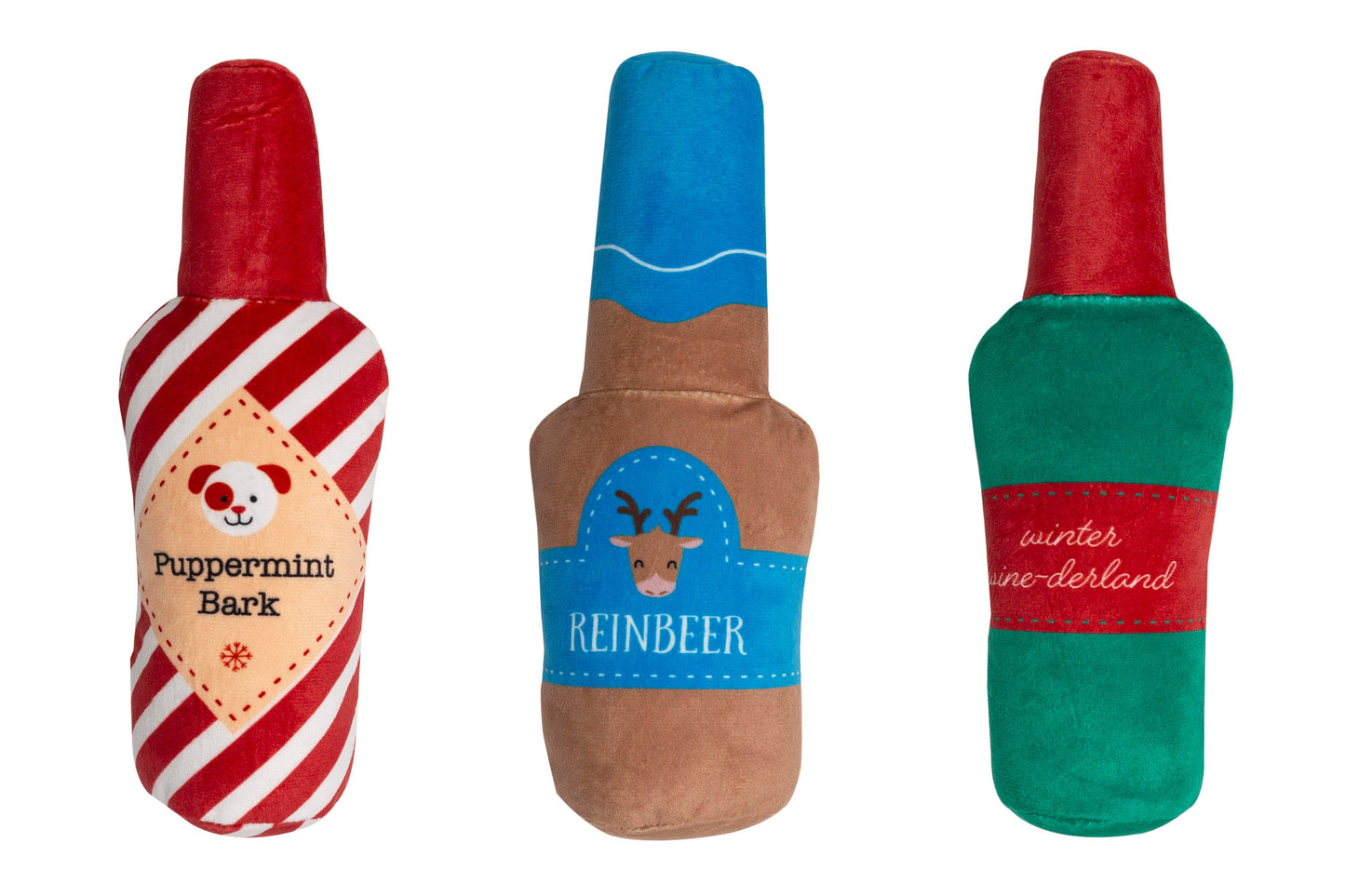Pearhead - Holiday Spirits Christmas Dog Toys, Set of 3