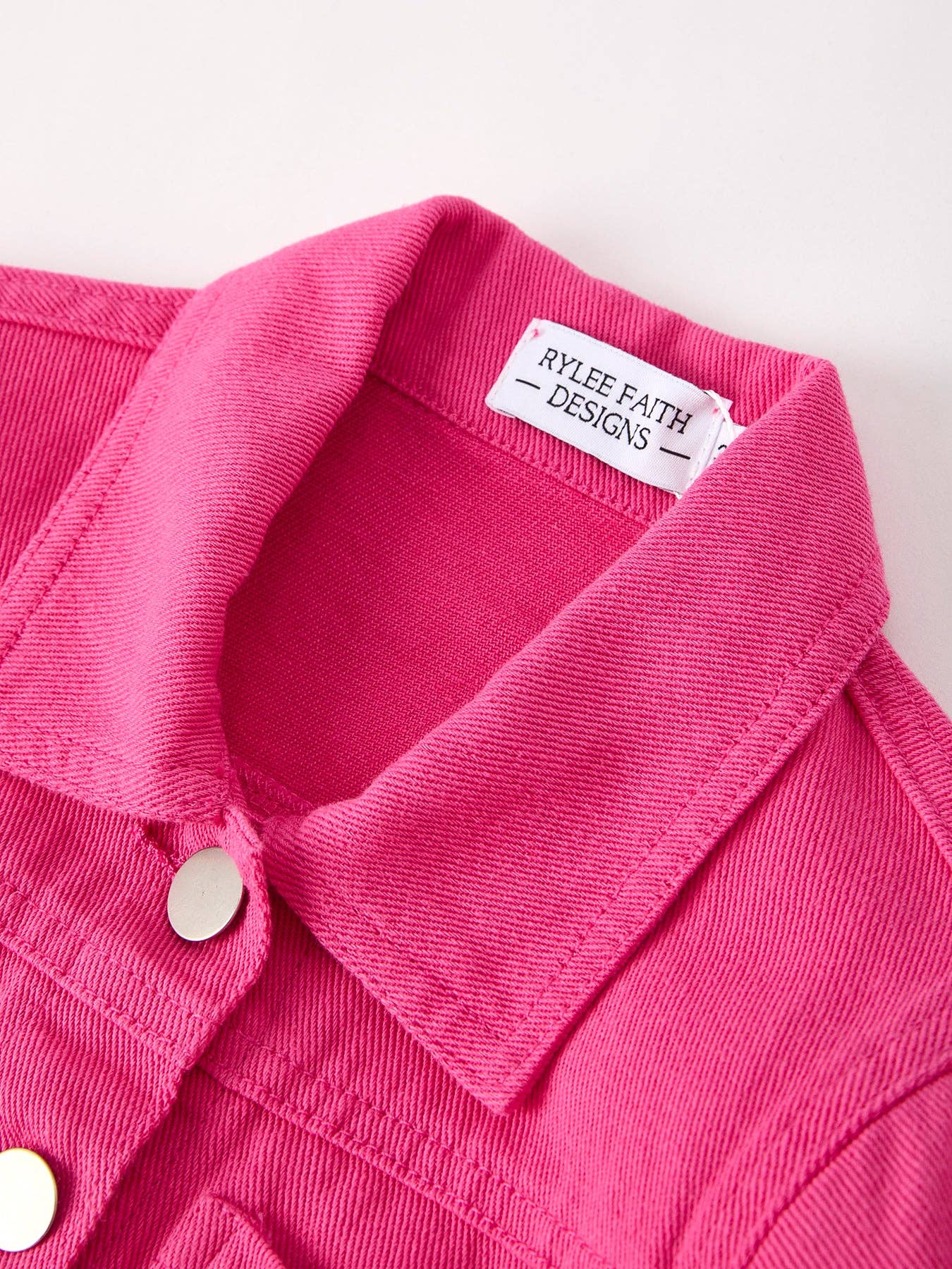 Rylee Faith Designs - Hot Pink Fall Girls Denim Top