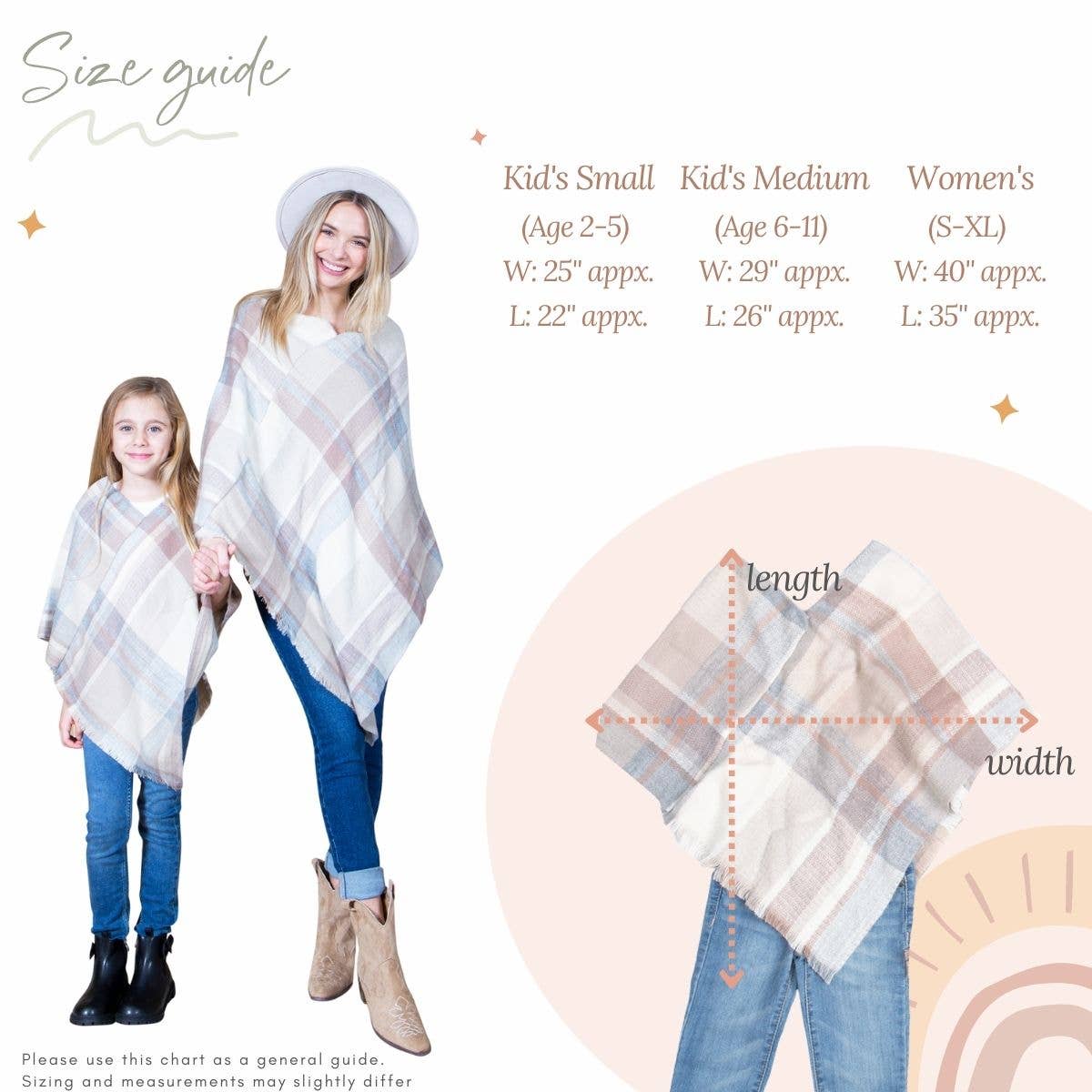Mini Momo - Mommy and Me Matching Cape Ruana Open Poncho - Plaid