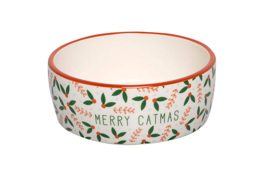 Pearhead - Merry Catmas, Cat Holiday And Christmas Feeding Bowl