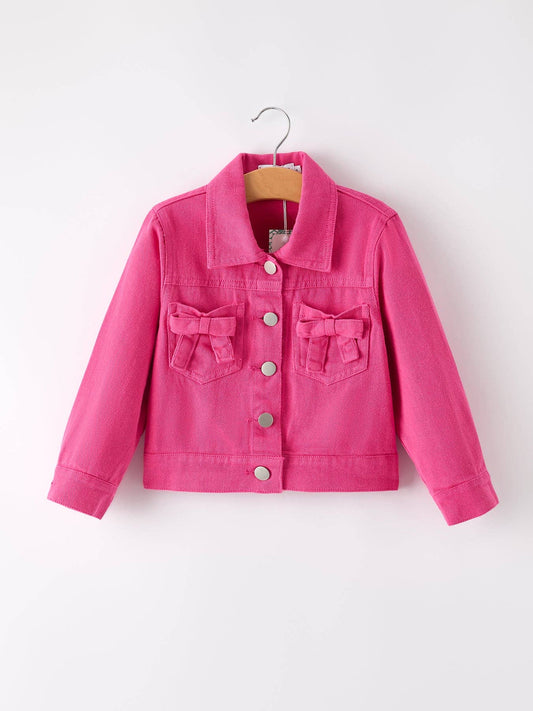 Rylee Faith Designs - Hot Pink Fall Girls Denim Top