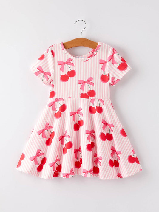 Rylee Faith Designs - Summer Cherry Stripe Girls' Dress